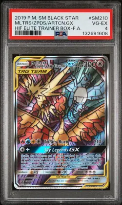 2019 POKEMON SM BLACK STAR PROMO FULL ART/MOLTRES & ZAPDOS & ARTICUNO GX PSA 4 - Image 1