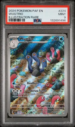 2024 POKEMON PAF EN-PALDEAN FATES ILLUSTRATION RARE #224 WUGTRIO PSA 9 - Image 1