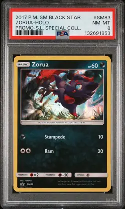2017 POKEMON SM PROMO SHINING LEGENDS SPECIAL COLLECTION ZORUA-HOLO PSA 8 - Image 1