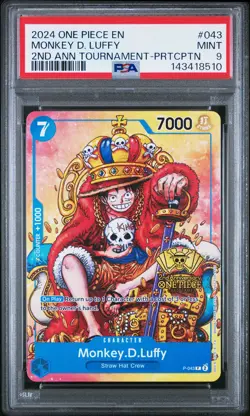 2024 ONE PIECE PROMOS 2ND ANV TOURNAMENT-PARTICIPATION MONKEY D. LUFFY PSA 9 - Image 1
