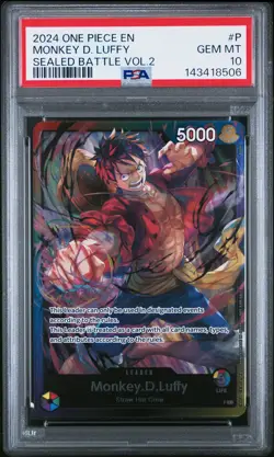 2024 ONE PIECE PROMOS SEALED BATTLE VOL.2 #P MONKEY D. LUFFY PSA 10 - Image 1