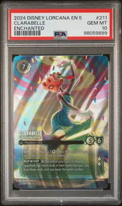 2024 DISNEY LORCANA EN 5-SHIMMERING SKIES ENCHANTED #211 CLARABELLE PSA 10 - Image 1
