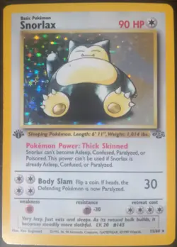 1999 Pokemon Snorlax 1st Edition Holo Card #11/64 - Rare Jungle - TCG - Image 1