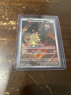 2025 Pokemon Team Rocket's Meowth Illustration Rare 203/182 Destined Rivals VHTF - Image 1