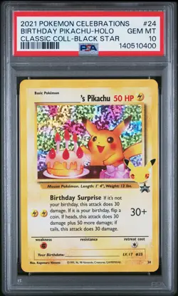 2021 POKEMON CELEBRATIONS CLASSIC COLLECTION #24 BIRTHDAY PIKACHU-HOLO PSA 10 - Image 1