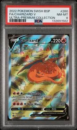 2022 POKEMON SWSH ULTRA-PREMIUM COLLECTION PROMO #260 FULL ART/CHARIZARD V PSA 8 - Image 1