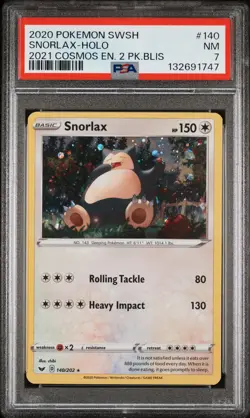 2020 POKEMON SWORD & SHIELD #140 SNORLAX-HOLO PSA 7 - Image 1