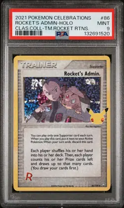 2021 POKEMON CELEBRATIONS CLASSIC COLLECTION #86 ROCKET'S ADMIN-HOLO PSA 9 - Image 1