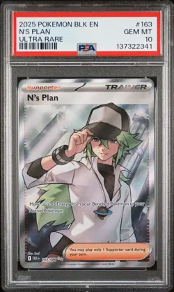 2025 POKEMON BLK EN-BLACK BOLT ULTRA RARE #163 N'S PLAN PSA 10 - Image 1