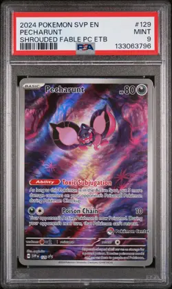 2024 POKEMON SHROUDED FABLE POKEMON CENTER ETB PROMO #129 PECHARUNT PSA 9 - Image 1