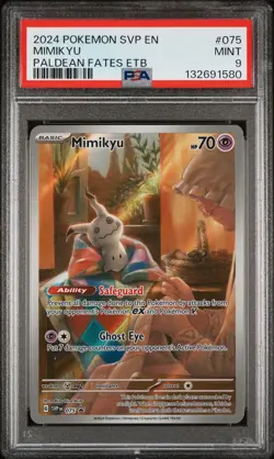 2024 POKEMON SVP PALDEAN FATES ETB PROMO #075 MIMIKYU PSA 9 - Image 1