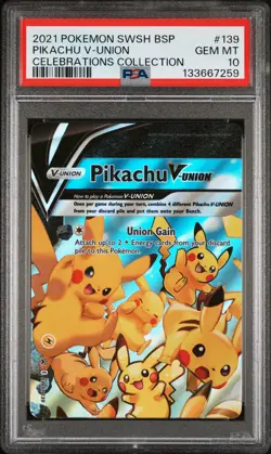 2021 POKEMON SWSH PROMO CELEBRATIONS COLLECTION #139 PIKACHU V-UNION PSA 10 - Image 1