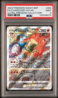 2022 POKEMON SWSH BLACK STAR PROMO #262 FULL ART/CHARIZARD VSTAR PSA 9 - Image 1