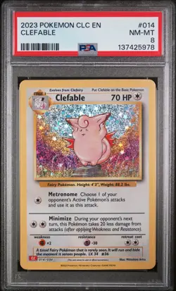2023 POKEMON CHARIZARD & HO-OH EX DECK #014 CLEFABLE PSA 8 - Image 1