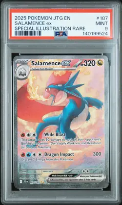 2025 POKEMON JTG EN-JOURNEY TOGETHER #187 SALAMENCE EX PSA 9 - Image 1