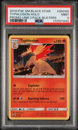 2019 POKEMON SM BLACK STAR PROMO #SM185 TYPHLOSION-HOLO PSA 9 - Image 1