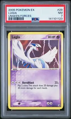 2005 POKEMON EX UNSEEN FORCES #29 LUGIA PSA 7 - Image 1
