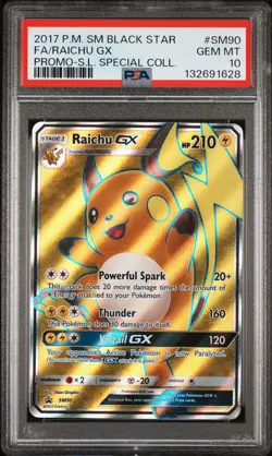 2017 POKEMON SM BLACK STAR PROMO #SM90 FULL ART/RAICHU GX PSA 10 - Image 1