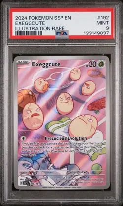 2024 POKEMON SSP EN-SURGING SPARKS ILLUSTRATION RARE #192 EXEGGCUTE PSA 9 - Image 1