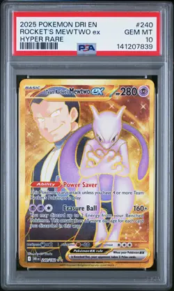 2025 POKEMON DRI EN-DESTINED RIVALS HYPER RARE TEAM ROCKET'S MEWTWO EX PSA 10 - Image 1