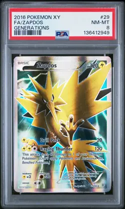 2016 POKEMON XY GENERATIONS #29 FULL ART/ZAPDOS PSA 8 - Image 1
