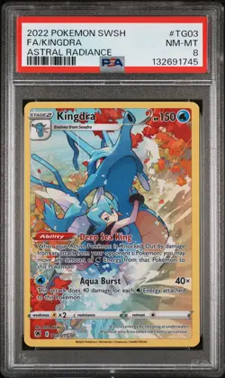 2022 POKEMON SWORD & SHIELD ASTRAL RADIANCE #TG03 FULL ART/KINGDRA PSA 8 - Image 1