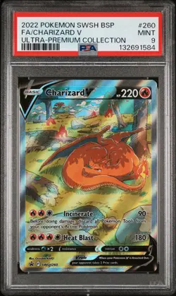 2022 POKEMON SWSH ULTRA-PREMIUM COLLECTION PROMO #260 FULL ART/CHARIZARD V PSA 9 - Image 1