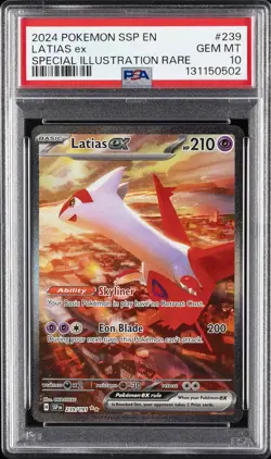 2024 POKEMON SSP EN-SURGING SPARKS SPECIAL ILLUSTRATION RARE LATIAS EX PSA 10 - Image 1
