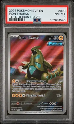 2024 POKEMON SVP EN-SV BLACK STAR PROMO #098 IRON THORNS PSA 8 - Image 1
