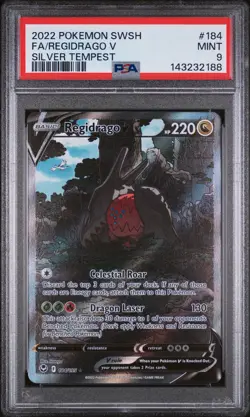 2022 POKEMON SWORD & SHIELD SILVER TEMPEST #184 FULL ART/REGIDRAGO V PSA 9 - Image 1