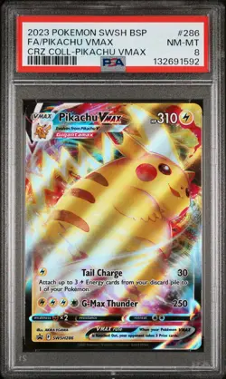 2023 POKEMON SWSH BLACK STAR PROMO #286 FULL ART/PIKACHU VMAX PSA 8 - Image 1