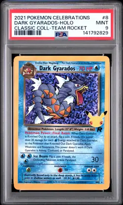 2021 POKEMON CELEBRATIONS CLASSIC COLLECTION #8 DARK GYARADOS-HOLO PSA 9 - Image 1
