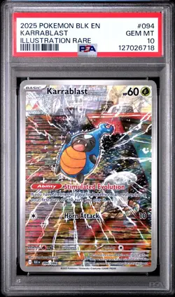 PSA 10 Karrablast 094/086 Pokemon Black Bolt Illustration Rare 2025 GEM MINT - Image 1