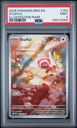 2025 POKEMON MEG EN-MEGA EVOLUTION ILLUSTRATION RARE #154 STUFFUL PSA 9 - Image 1