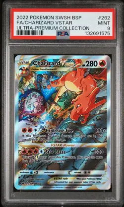 2022 POKEMON SWSH ULTRA-PREMIUM COLLECTION #262 FULL ART/CHARIZARD VSTAR PSA 9 - Image 1