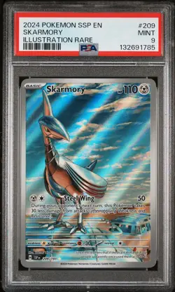 2024 POKEMON SSP EN-SURGING SPARKS ILLUSTRATION RARE #209 SKARMORY PSA 9 - Image 1