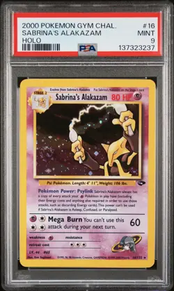 2000 POKEMON GYM CHALLENGE HOLO #16 SABRINA'S ALAKAZAM PSA 9 - Image 1