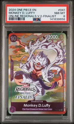 2024 ONE PIECE ONLINE REGIONALS PACK 2024 VOL.2 FINALIST MONKEY D. LUFFY PSA 8 - Image 1