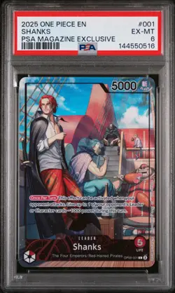 2025 ONE PIECE PROMOS PSA MAGAZINE EXCLUSIVE #001 SHANKS PSA 6 - Image 1