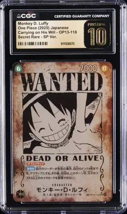 2025 ONE PIECE JPN CARRY ON HIS WILL WANTED AA MONKEY D. LUFFY CGC 10 PRISTINE - Image 1