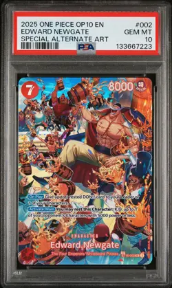 2025 ONE PIECE OP10-ROYAL BLOOD SPECIAL ALTERNATE ART #002 EDWARD NEWGATE PSA 10 - Image 1