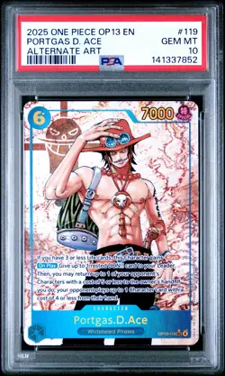 2025 ONE PIECE OP13-CARRYING ON HIS WILL ALTERNATE ART PORTGAS D. ACE PSA 10 - Image 1