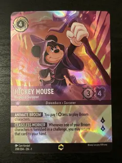 Disney Lorcana The First Chapter Mickey Mouse Wayward Sorcerer Enchanted 208/204 - Image 1