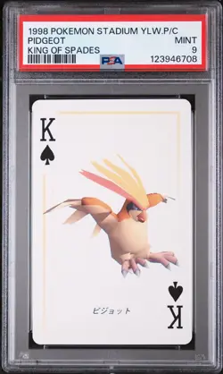 1998 POKEMON STADIUM YELLOW VERSION PLAYING CARDS KING OF SPADES PIDGEOT PSA 9 - Image 1