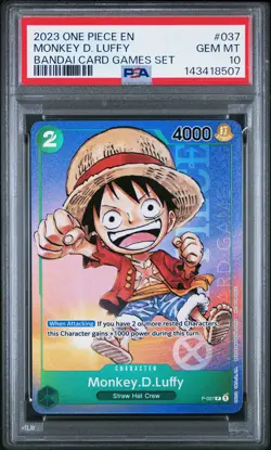 2023 ONE PIECE PROMOS BANDAI CARD GAMES SET #037 MONKEY D. LUFFY PSA 10 - Image 1