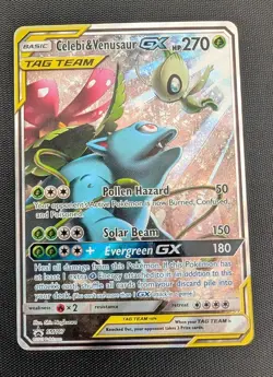 Pokemon TCG Celebi & Venusaur GX SM167 Promo Tag Team Holo Card NM Condition - Image 1