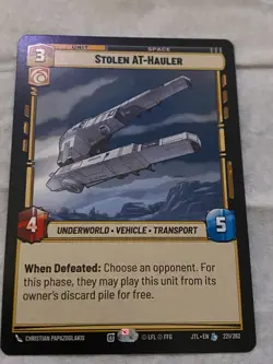 STAR WARS UNLIMITED JTL STOLEN AT-HAULER Legendary Card NM - Image 1