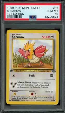 Spearow Pokemon 1999 Jungle 1st Edition Common 62/64 WOTC PSA 10 GEM MT - Image 1