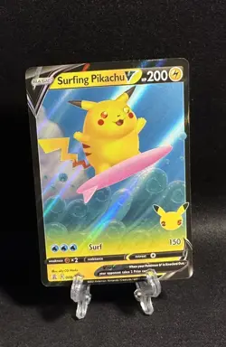 Pokemon Celebrations Surfing Pikachu V Holo 25th Anniversary 08/25 - Image 1