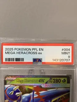 2025 Pokemon Phantasmal Flames Mega Heracross ex Double Rare #004/094 PSA 9 - Image 2